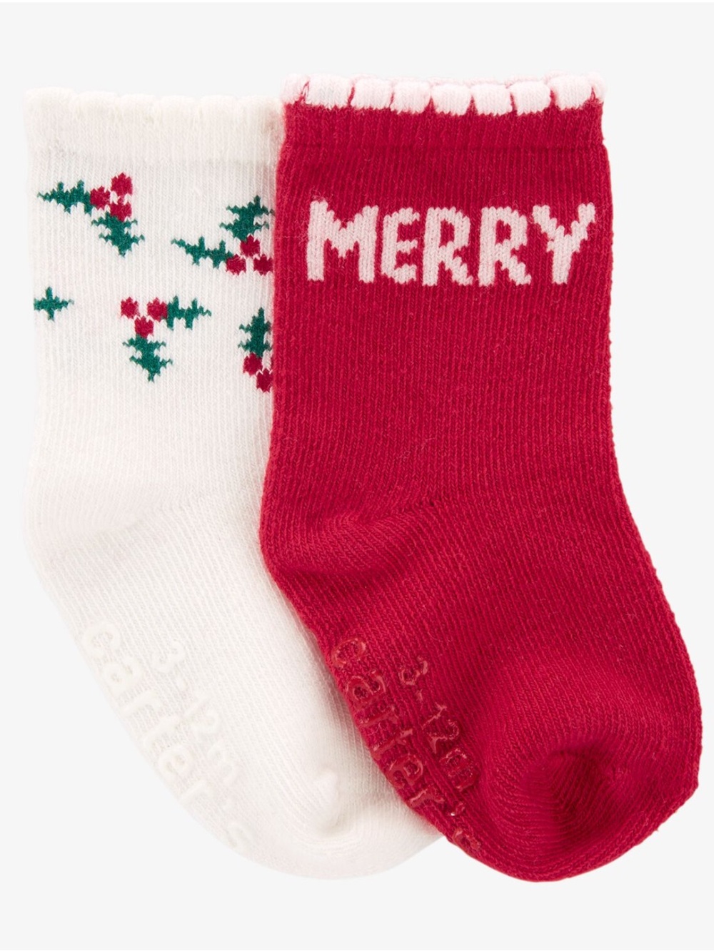 Carter’s Baby Holiday Christmas Socks Red Merry Holly 0-3m